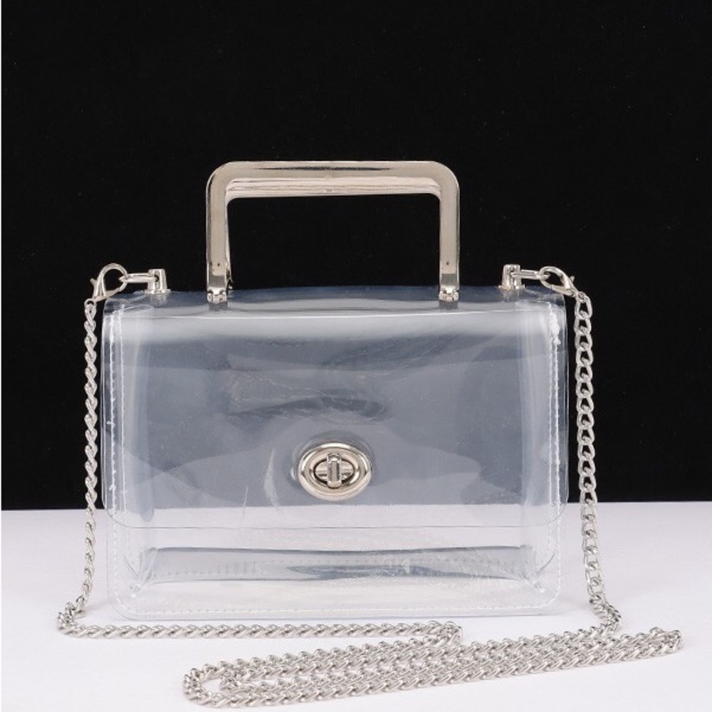 Clear PVC Stadium Bag with Metallic Trim - Transparent - Picture 6 of 6